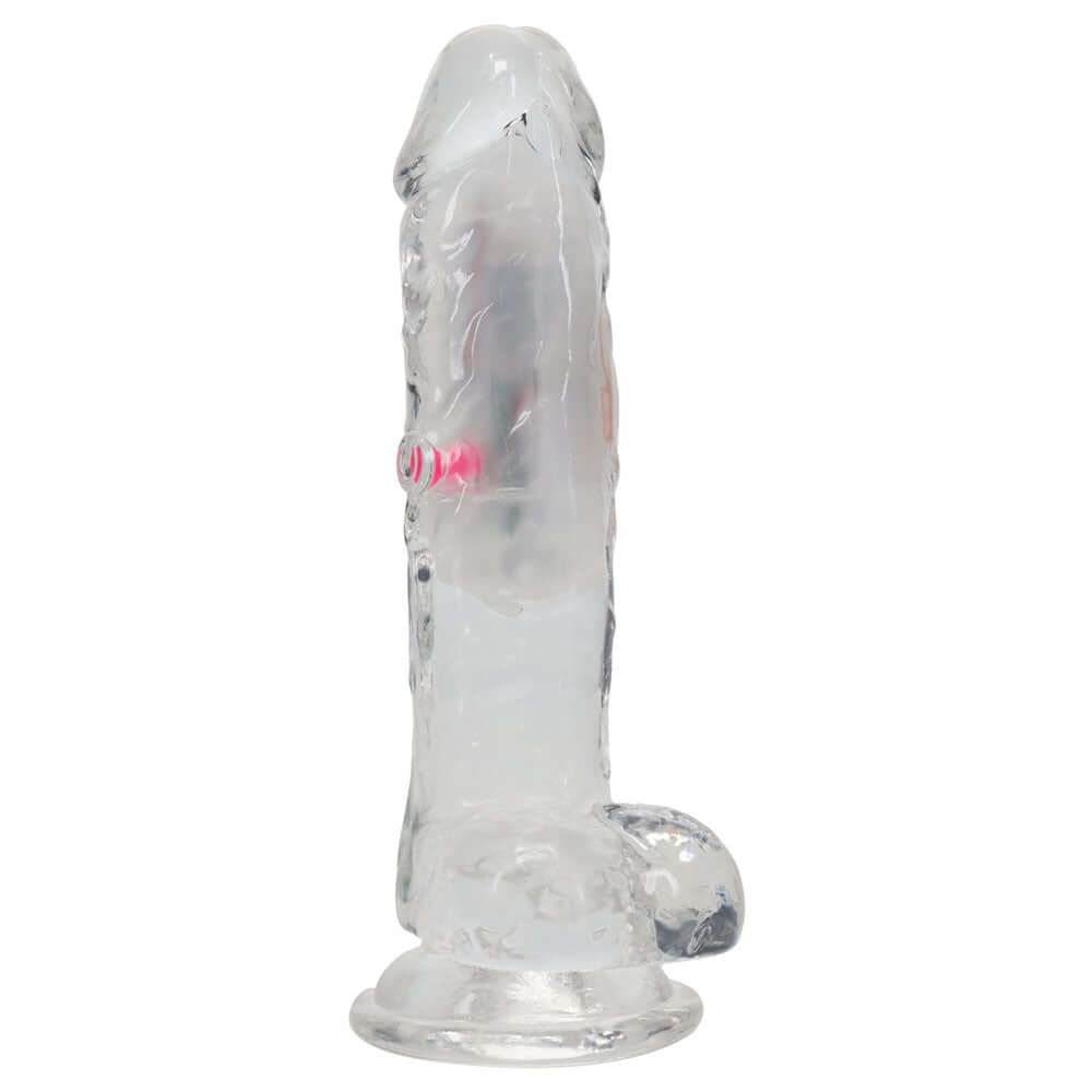 REALROCK 6'' with Balls Wireless Rechargeable LED Vibrating Dong - Clear with LED 16.2 cm USB Rechargeable Vibrating Dong with Remote